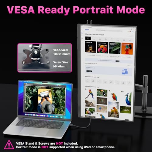 cocopar Portable Monitor IPS Travel Monitor with USB-C HDMI Portable Screen for Laptop MacBook Surface PC PS4/5 External Display with Kickstand, VESA Mountable, 23.8 Inch - size: 23.8 Inch