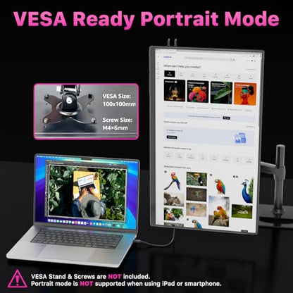 cocopar Portable Monitor IPS Travel Monitor with USB-C HDMI Portable Screen for Laptop MacBook Surface PC PS4/5 External Display with Kickstand, VESA Mountable, 23.8 Inch - size: 23.8 Inch