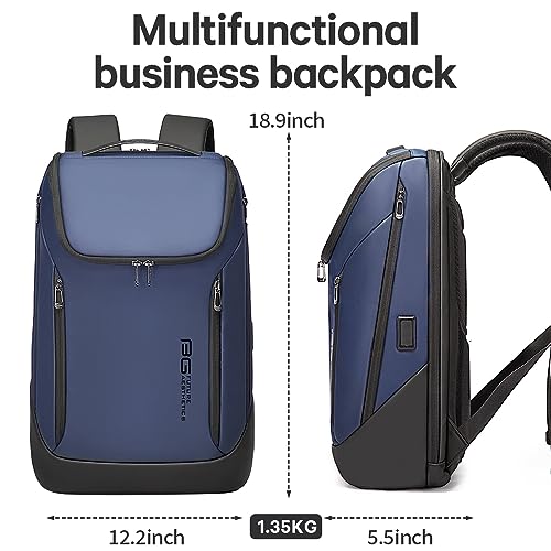 BANGE Business Smart Backpack Waterproof fit 15.6 Inch Laptop Backpack with USB Charging Port,Travel Durable Backpack - color: Blue