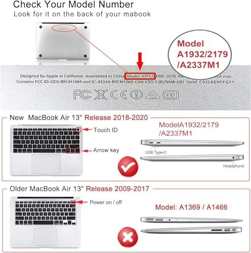 iCasso for MacBook Air 13 Inch Case 2018-2020 Release A2337 M1/A1932/A2179 with Retina Display Touch ID, Protective Hard Plastic Shell Case and Keyboard Cover for MacBook Air 13 (Weeds) - color: Weeds on Clear Base