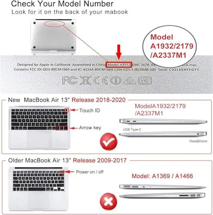 iCasso for MacBook Air 13 Inch Case 2018-2020 Release A2337 M1/A1932/A2179 with Retina Display Touch ID, Protective Hard Plastic Shell Case and Keyboard Cover for MacBook Air 13 (Weeds) - color: Weeds on Clear Base
