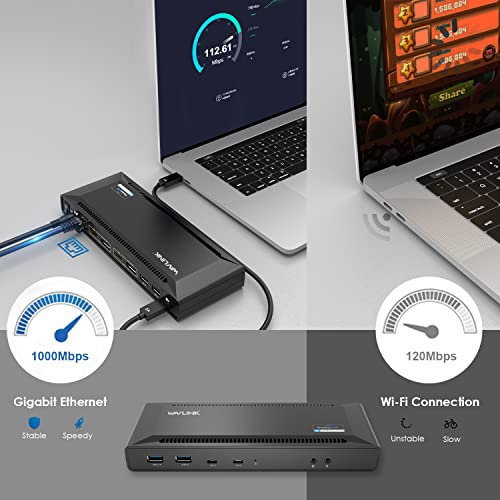 WAVLINK USB Docking Station Dual Monitor 4K 60Hz for Mac M1-M5,Neo,Windows | 2X HDMI or DisplayPort for MacBook, 65W Charging DisplayLink Dock, Driver Install Required, 6X USB 3.0,Gigabit Ethernet