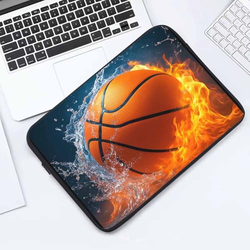 Laptop Sleeve Bag 15.4 15.6 Inch,Basketball Ball in Fire and Water Ball Flame Protective Polyester Computer Cases Laptop Cover Briefcase Bag Tablet Travel Cover - color: LPS-024