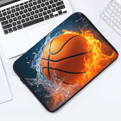 Laptop Sleeve Bag 15.4 15.6 Inch,Basketball Ball in Fire and Water Ball Flame Protective Polyester Computer Cases Laptop Cover Briefcase Bag Tablet Travel Cover - color: LPS-024