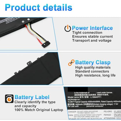 L18M4PF1 L18D4PF1 Laptop Battery Replacement for Lenovo Yoga C940-15IRH 81TE Yoga 9-15IMH5 82DE Series 5B10T83737 5B10T83738 5B10U65276 69Wh 4500mAh(Long Interface Cable) - size: 10.23*3.34*0.39inch L18M4PF1