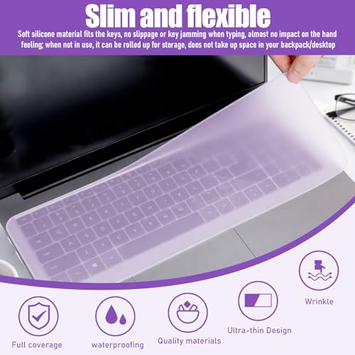 Laptop Keyboard Protector Silicone Transparent Cover for Dustproof Protection Compatible with 13-14 Inch (Purple) - color: purple