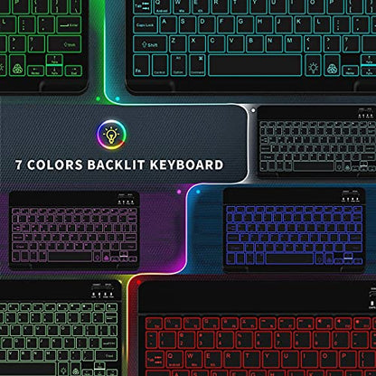 Backlit Bluetooth Keyboard Small Portable Wireless Keyboard Rechargeable Illuminated for Android Samsung Tablet Cell Phone Smartphone iPad A16 11th 10th Generation iPad Pro Air Mini iPhone (Black) - color: Black