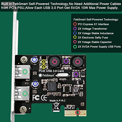 2-Ports Superspeed 5Gbps USB 3.0 PCI Express Expansion Card for Windows, MAC OS X and Linux Desktop PCs, Built in Self-Powered Technology, No Need Additional Power Supply (FS-U2S-Pro) - style: FS-U2S-Pro