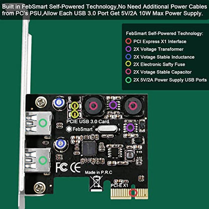 2-Ports Superspeed 5Gbps USB 3.0 PCI Express Expansion Card for Windows, MAC OS X and Linux Desktop PCs, Built in Self-Powered Technology, No Need Additional Power Supply (FS-U2S-Pro) - style: FS-U2S-Pro