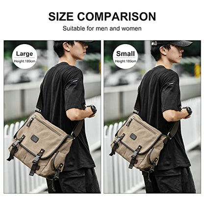 Messenger Bag Men,Waterproof Crossbody Bag,Satchel Shoulder Bag | Waterproof - color: A1-khakai-large