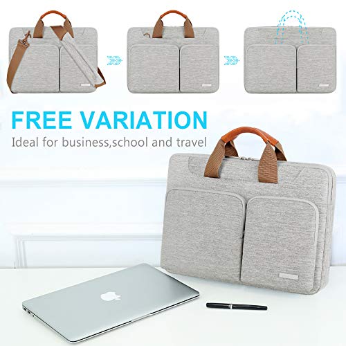 Lacdo 360° Protective Laptop Shoulder Bag, 14 Inch Laptop Sleeve Case for HP Lenovo Dell ASUS Acer Chromebook 14, HP Stream, Dell Inspiron, Lenovo IdeaPad, Acer Spin, ASUS ZenBook Computer Bag, Gray - color: Gray, size: 14 Inches