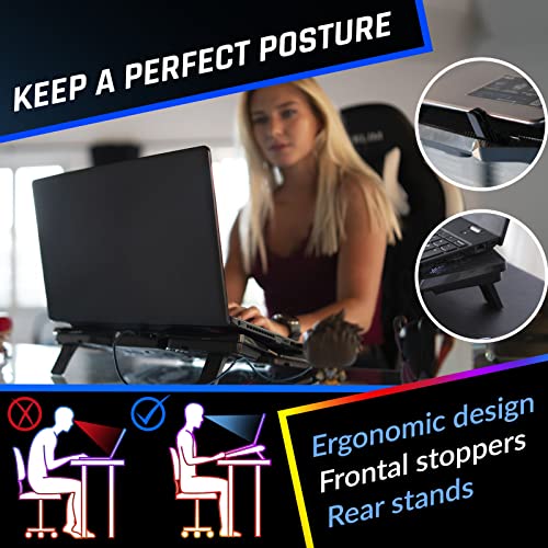 KLIM Wind Laptop Cooling Pad - More Than 500,000 Units Sold - New Version - Powerful Rapid Action Laptop Cooler - Laptop Stand with 4 Cooling Fans - 2 USB Ports - PC Mac PS5 PS4 Xbox One - Diamond - color: Brown