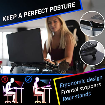 KLIM Wind Laptop Cooling Pad - More Than 500,000 Units Sold - New Version - Powerful Rapid Action Laptop Cooler - Laptop Stand with 4 Cooling Fans - 2 USB Ports - PC Mac PS5 PS4 Xbox One - Diamond - color: Brown