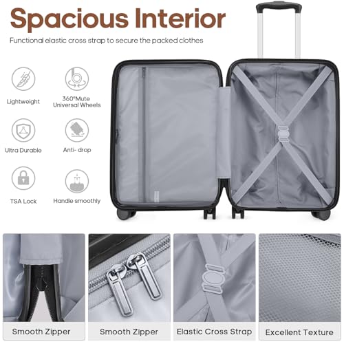 3 Piece Luggage Set, 20 Inch Carry On Luggage 22x14x9 Airline Approved, Hardside Suitcases with Wheels, Suitcase Set with YKK Zipper&TSA Lock, Travel Set - color: Olive Green, size: 3 piece set (20inch)