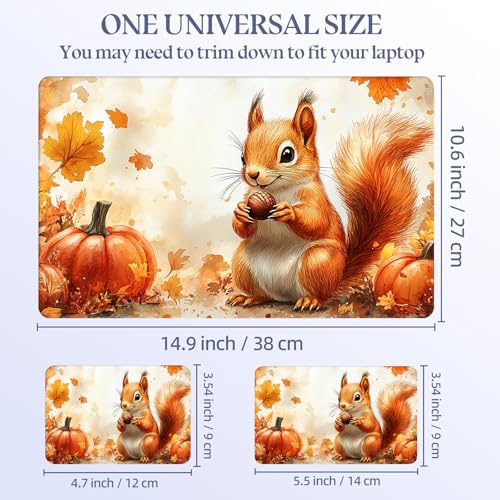 Universal Laptop Skin Sticker Decal,15.6 Inch Laptop Vinyl Cover for 13" 14" 15.6" Laptop,Scratch-Resistant Waterproof Protector Wrap,Reusable with Wrist Pads,Autumn Squirrel Pumpkin - color: Autumn Squirrel Pumpkin