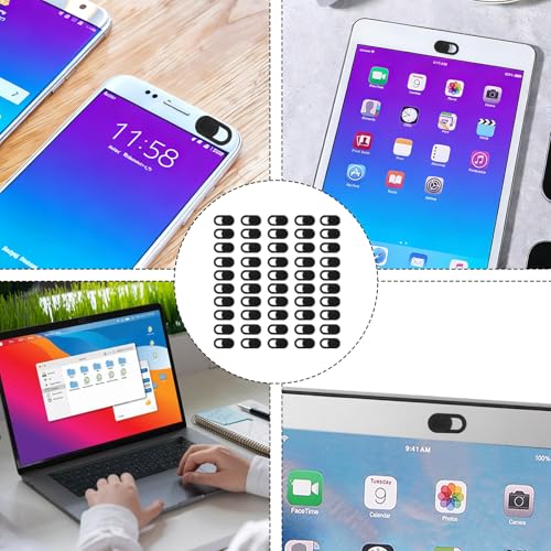 50 PCS Webcam Cover Slide, 0.023 Inch Ultra-Thin Universal Web Camera Cover for Laptop, Computer, Phone–Secure Privacy with Smooth-Sliding Camera Cover(Black) - color: Black