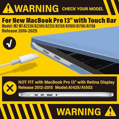 IBENZER Compatible with MacBook Pro 13 Inch Case M2 M1 2026 2025 2024 2023 2022 A2338 A2289 A2251 A2159 A1989 A1706 A1708, Hard Shell Case & Keyboard Cover for Mac Pro 13, Airy Blue, T13ARBL+1B - color: Airy Blue