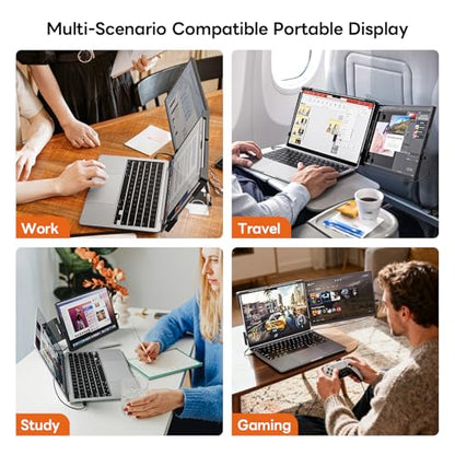 14" Laptop Screen Extender,FHD 1200P IPS Portable Monitor for 14"-17.3" Laptops, Dual Travel Screen Monitor Plug & Play, Laptop Screen Monitor Extender Compatible with Windows/Mac/Android&Chrome OS - style: 14.1 Dual