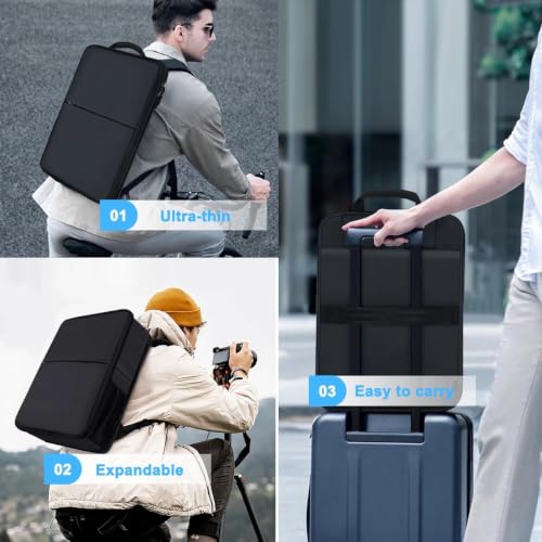 Slim & Expandable Laptop Backpack 17 inch Travel Business Backpack Water Resistant Daypack Bookpack for Most 17 inch NoteBooks，Black - color: Black