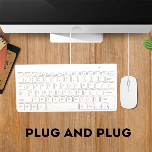 Wired Keyboard and Mouse, Ultra-Thin USB Keyboard Optical Mouse Set ComboFull Size Wire Corded Keyboard Mouse Combo Set with Number Pad for Laptop,PC,Desktop(White)