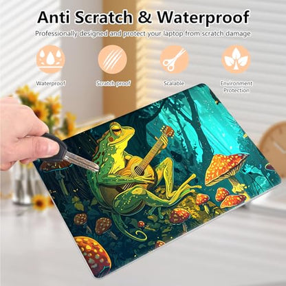 Laptop Skin Sticker Decal 15.6 Inch,12 13 13.3 14 15 15.6 in Laptop Netbook Skins for Notebook,Art Decal Removable Waterproof Scratch Resistant,Universal Vinyl Cover,Frog Guitar Mushroom - color: Frog Guitar Mushroom