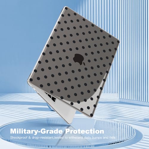 Teryeefi Printing Case for MacBook Pro 13 inch M2 M1 Chip (2022 2020 2019 2018 2017 2016) A2338 A2251 A2289 A2159 A1989 A1708 A1706, Hard Shell & Keyboard Cover & Screen Protector, Grey Polka Dots - color: Grey Polka Dots