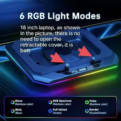 Cooling Pad for Asus ROG Strix G18 G16 G17 G15 Strix Scar 18 16 17 15 Gaming Laptop, It is a Well Deserved Heat Dissipation Monster，Cooler with Powerful Turbo Fan Can Fast Cooling,6 RGB Light Mode