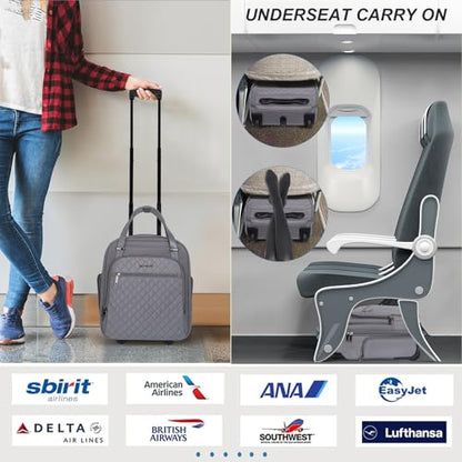 EMPSIGN Underseat Carry On Wheeled - 16" Carry on Bag with Wheels Multi-functional Lightweight Rolling Bag Overnight Weekender Small Suitcase for Women Men Travel Business, Dark Grey - color: Dark Grey