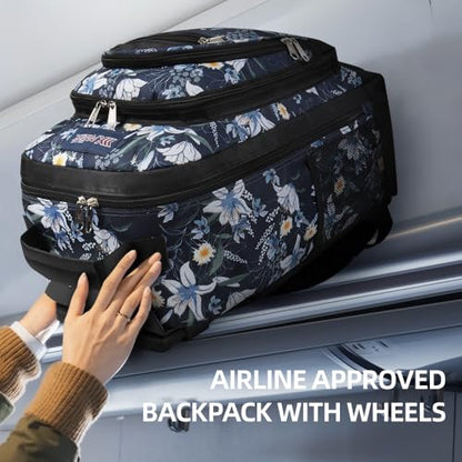 20" 2-in-1,Wheeled Travel Luggage Bag w/Telescopic Handle | Rolling Travel Luggage w/2 Wheels,Trolley Suitcase,Spacious Storage Design,2561-20''-Blue Lilies - color: JH-2561-Blue Lilies-20