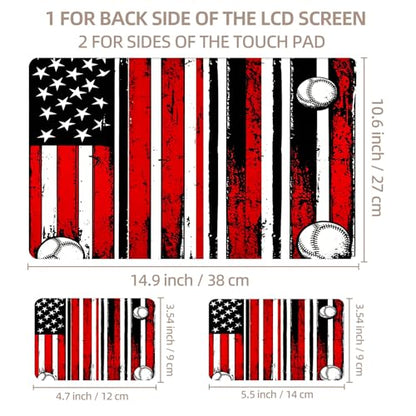 Universal Laptop Skin Sticker for 12/13/14/15.6 Inch Laptops, Reusable Vinyl Laptop Decal Cover, Waterproof Scratch Resistant Notebook Skin with 2 Wrist Pads,American Flag Illustration - color: American Flag Illustration