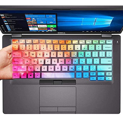 Keyboard Cover for Dell Latitude 5400 5401 5411 7400 14 Inch with Pointing Laptop, Dell Latitude 14 US Layout Keyboard Protective Cover Skin-Colorful - color: Colorful