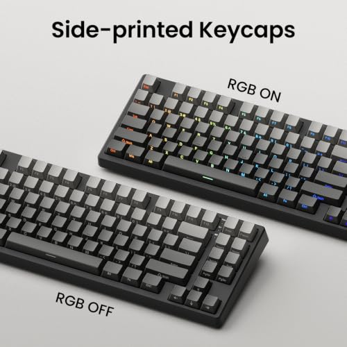 Kisnt KN85 Wireless Mechanical Keyboard, 75% Layout with Side Printed PBT Keycaps, Bluetooth/2.4GHz/USB-C, Custom RGB Backlit, Hot-Swappable Linear Switch,Creamy Sound for Gaming/Typing(Gradient Gray) - color: Gradient Gray