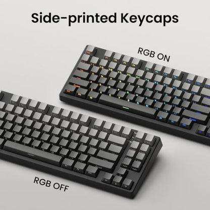 Kisnt KN85 Wireless Mechanical Keyboard, 75% Layout with Side Printed PBT Keycaps, Bluetooth/2.4GHz/USB-C, Custom RGB Backlit, Hot-Swappable Linear Switch,Creamy Sound for Gaming/Typing(Gradient Gray) - color: Gradient Gray