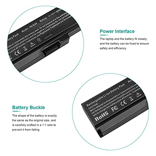 PA3634U-1BAS Laptop Battery for Toshiba Satellite A665 C655 L645 L645D L650 L650D L655 L655D L670 L675 M300 M301 M305 M505 U405, p/n PABAS228 PA3634U-1BRS PA3635U-1BAM PA3636U-1BRS PA3635U-1BRM - size: 6 Cell PA3634U-1BAS