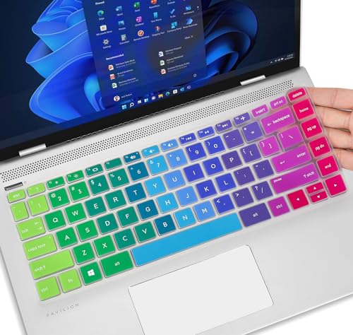 Keyboard Cover for HP 14 Laptop/HP Pavilion x360 14-dq 14-fq 14-ba/bf/cm/ce/cf/dk 14t-dh200 14-dq0040nr 14-dq0052dx 14-dq5009nr 14-dq0762dx 14-dq6011dx dq0703dx 14-dq0070nr 14-fq0013dx, Rainbow - color: Rainbow