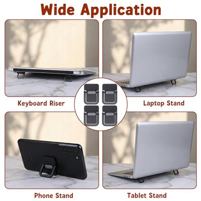 4PCS Portable Keyboard Riser Self Adhesive Laptop Stand Mini Invisible Computer Feet for Desk Computer Keyboard Stand Laptop Holder with Anti Slip Silicone(Black) - color: Black