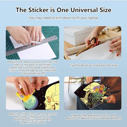 Universal Laptop Skin Sticker with 2 Wrist Pad Skins, Waterproof Scratch Resistant Vinyl Laptop Cover Decal, Cut to Fit for 11–15.6 Inch MacBook HP Dell Lenovo, Skull Flower Moon - color: Skull Flower Moon