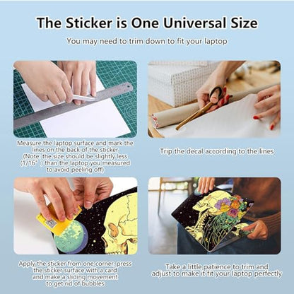 Universal Laptop Skin Sticker with 2 Wrist Pad Skins, Waterproof Scratch Resistant Vinyl Laptop Cover Decal, Cut to Fit for 11–15.6 Inch MacBook HP Dell Lenovo, Skull Flower Moon - color: Skull Flower Moon