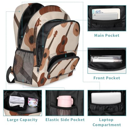 Guitar Musician Large Backpack for Women and Men Waterproof Travel Laptop Backpack Lightweight Business Work Daypack Fits 17 Inch Computer - color: Multicolor 1