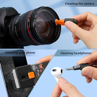 Keyboard Cleaner & Laptop Cleaning Kit, All-in-1 for Computer PC, Black | Electronics Deep Cleaning Reusable Brush Tool, Screen-Safe Spray, for iPhone iPad Macbook Airpod Camera, Gaming Accessories - color: Black