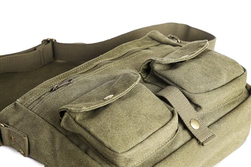 School Canvas Messenger Bag - Crossbody Shoulder Bag Vintage Satchel