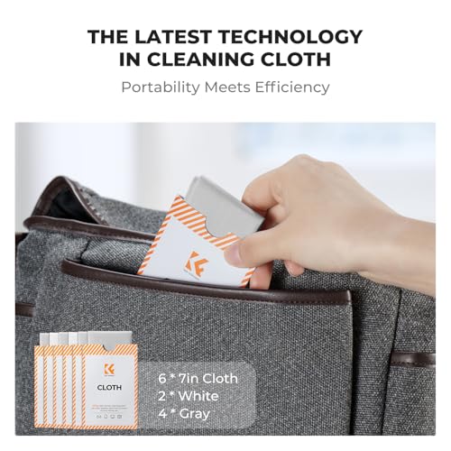 K&F CONCEPT Microfiber Lens Cleaning Cloth X6,Glasses Cleaning,High Density | Individually Packaged,Percision Cleaning,Washable And Reusable,for Eyeglasses,Camera Lens,Screen Cleaning,White & Grey,MC01