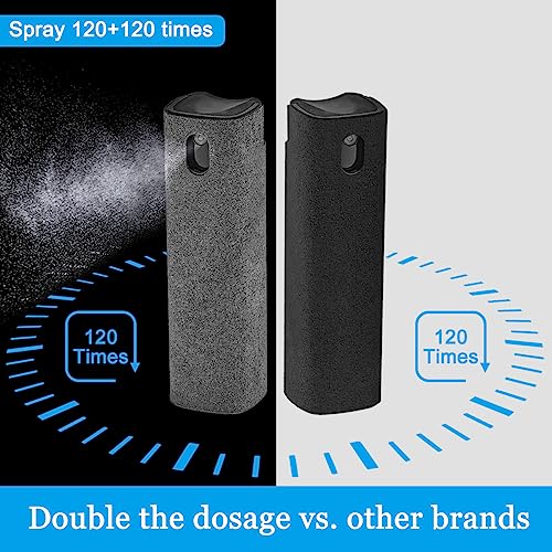 2 Pack Screen Cleaner Spray and Wipe for Laptop Monitor and Car Screens, Phone Touchscreen Mist Cleaning Kit for Cellphone, Tablet, PC, Computer, LCD, Eyeglass, iPhone, iPad, Mac Pro - Black and Grey - color: Black, Grey