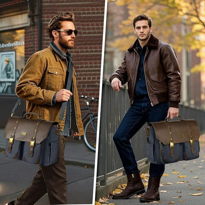 MATEIN Professional Work Bag with USB Port, 15.6 Inch Laptop Messenger Bag | Men Canvas Briefcase, Wet Pocket, RFID Blocking Pocket, Water Resistant, Computer Sachel, Commuting, Brown & Charcoal Grey - color: Brown & Charcoal Grey
