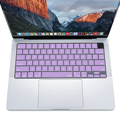 MOSISO Keyboard Cover Skin Compatible with MacBook Air 15 inch M3 M2 | A3114 A2941/Air 13.6 A3113 A2681/Pro 14/16 M4 M3 M2 M1, Light Purple - color: Light Purple
