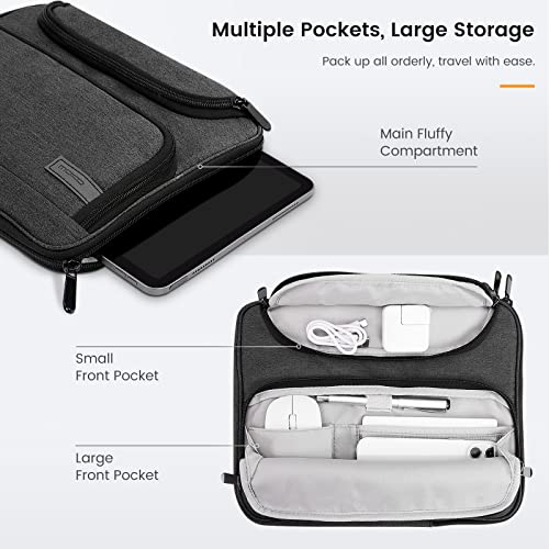 MoKo 9-11 Inch Tablet Sleeve Bag with Double Pockets | Fits iPad Air 5/4th 10.9-inch, iPad Pro 11-inch, iPad 9/8th 10.2-inch, iPad 10th 10.9-inch and Tab S8/S9 11-inch, Black&Gray - color: Black & Gray, style: 9-11 Inch