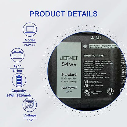 JOTACT V6W33 54Wh Laptop Battery Compatible with Dell Inspiron 5310 5415 3510 3511 3515 5410 5418 5510 5515 5518 Latitude 3320 3420 3520 Vostro 3510 3511 3515 5510 5410 Series Laptop TN70C G91J0 15V - size: 11.18*3.22*0.22inch V6W33