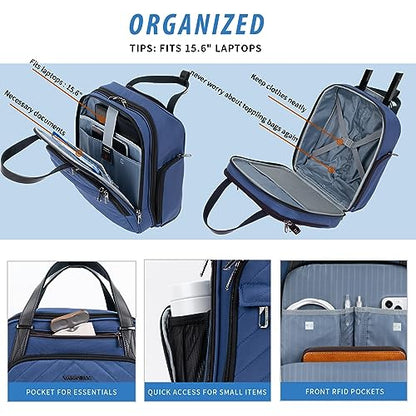 VANKEAN Carry On Underseat 16-inch Multi-functional Underseater Lightweight Overnight Suitcase with Wheels Roller Case for Women Men Travel Business, Haze Blue - color: Haze Blue