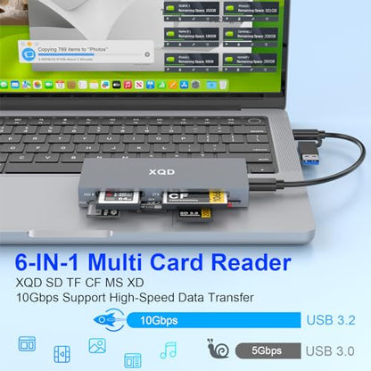 8 in 1 XQD Card Reader, 10Gbps Multi XQD Reader for Sony G/M Series, Lexar 2933x/1400x USB Mark XQD Card/CF/XD/MS/TF/SD Reader, USB C USB 3.0 Memory Card Reader for Windows/Mac OS/Linux/Android - size: XQD Card Reader