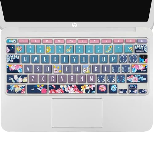 Silicone Keyboard Cover for HP Chromebook 11 x360, Chromebook 11 G2/G3/G4/G5/G6 EE/G7 EE, HP Chromebook 14-ca 14-ak 14-X Series, HP Chromebook 14 G2 G3 G4 (Red Flower) - color: Red Flower